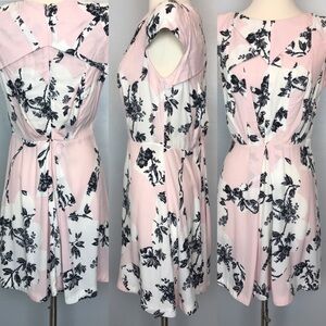 TopShop Pink/Black Origami Toile Floral Dress Sz 6